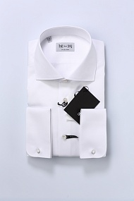Белая текстурированная сорочка с французскими манжетами